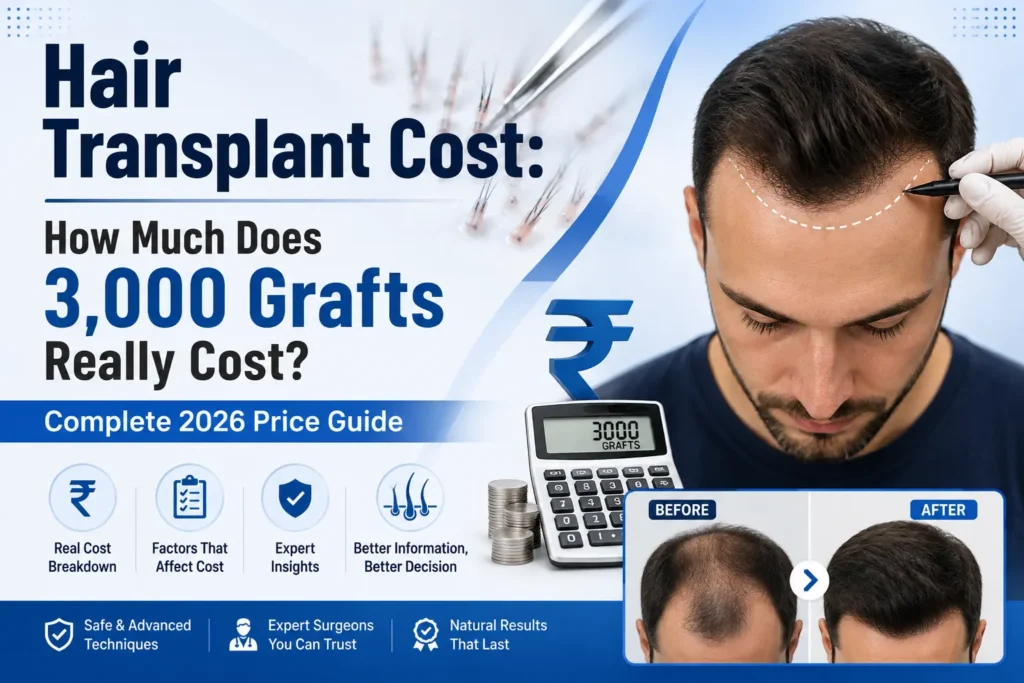 Hair transplant cost for 3000 grafts infographic – Renaissance Clinic India, Ghaziabad