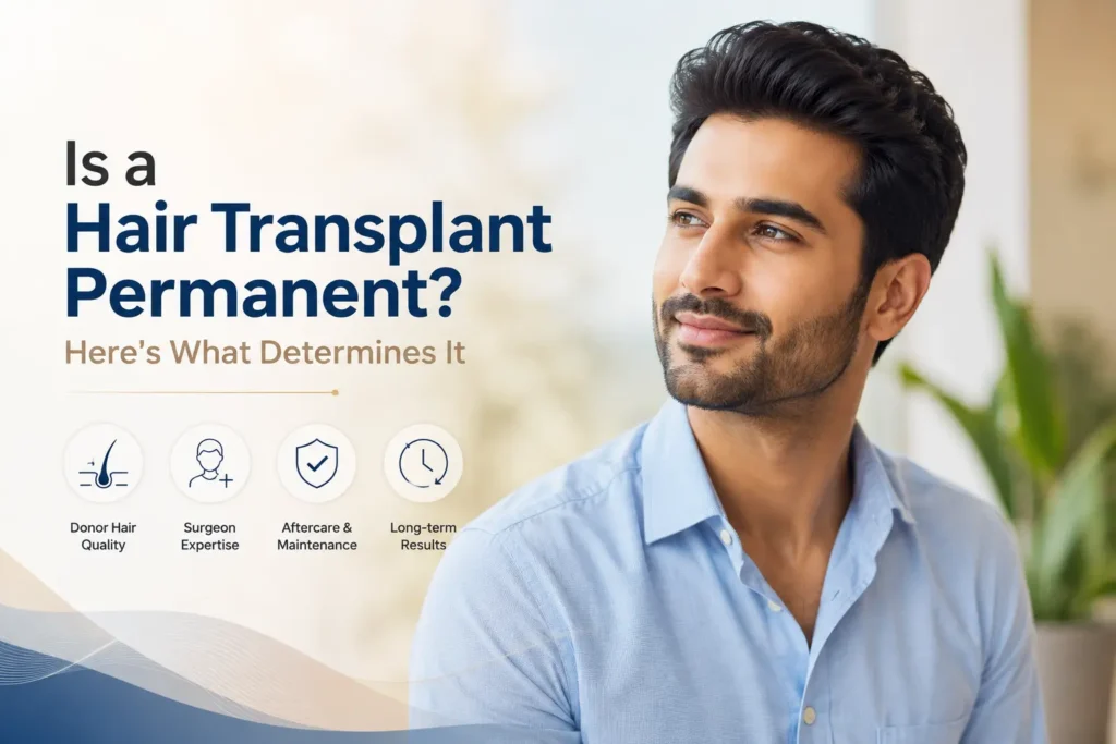 Is a hair transplant permanent — man with natural, long-lasting hair transplant results